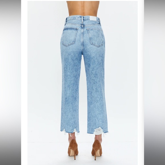 Pistola Blue Ankle Cropped Jeans with Distressed Hem - Picture 3 of 6